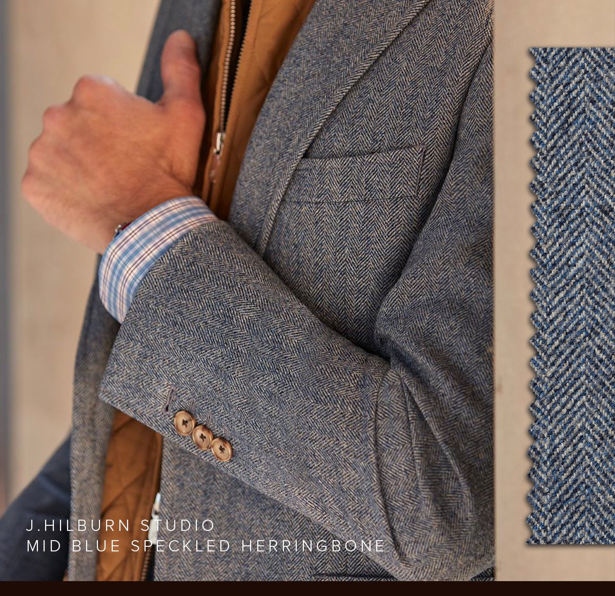J.Hilburn Studio, Mid Blue Speckled Herringbone. Business Casual 29.